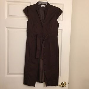 Calvin Klein button down brown dress